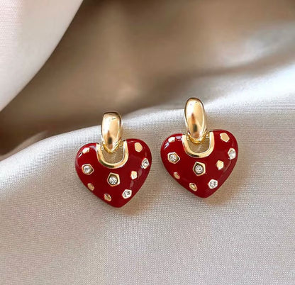 Brincos Red Heart Shine